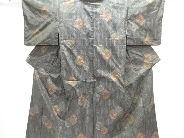 JAPANESE KIMONO / DORO OSHIMA TSUMUGI / WOVEN KIKKO & SHOCHIKUBAI